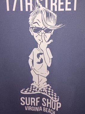 Comfort Colors Men's 17th St. Surf Shop Virginia Beach Graphic Tee in Dusty Blue